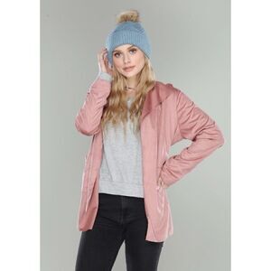 Mauve Belted Faux Suede Hooded Jacket